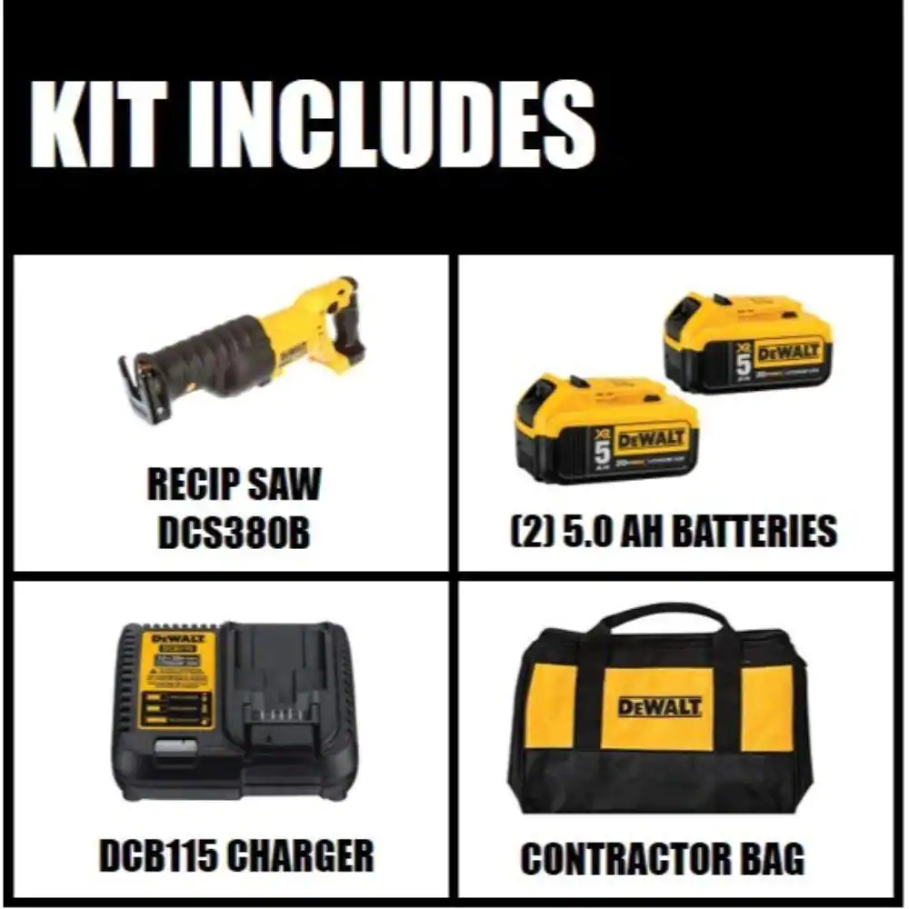 DEWALT 20-Volt MAX Cordless Reciprocating Saw with (2) 20-Volt Batteries 5.0Ah and Charger💝 Last Day For Clearance