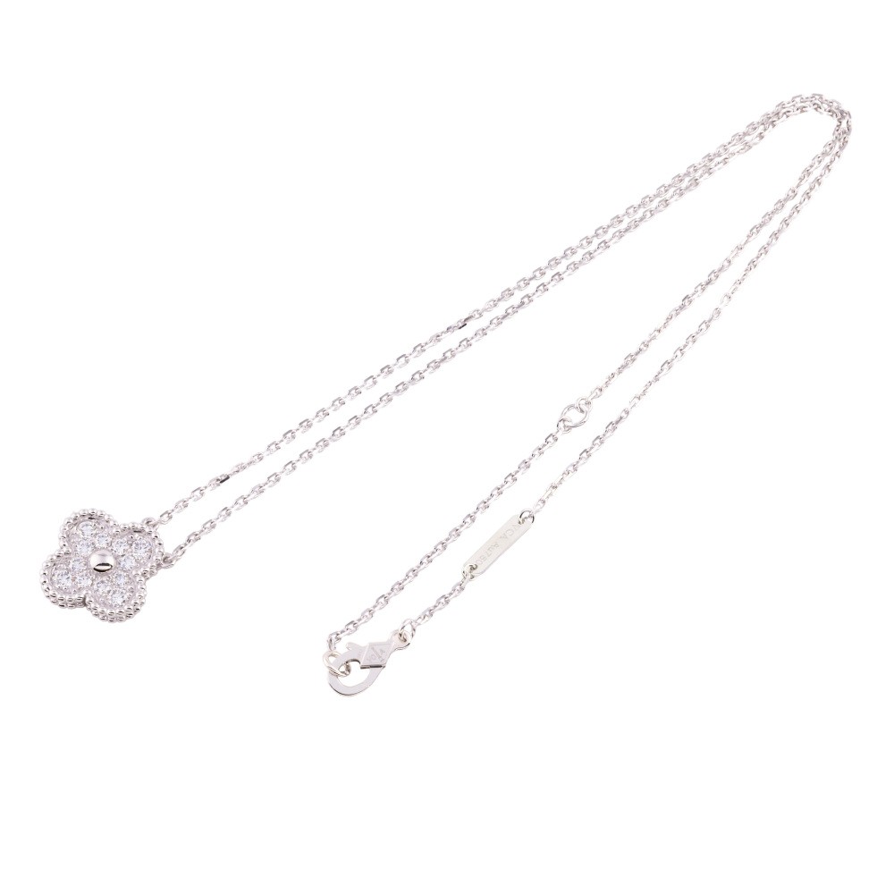 Van Cleef & Arpels Vintage Alhambra Necklace 18K White Gold Diamond VCARA46100