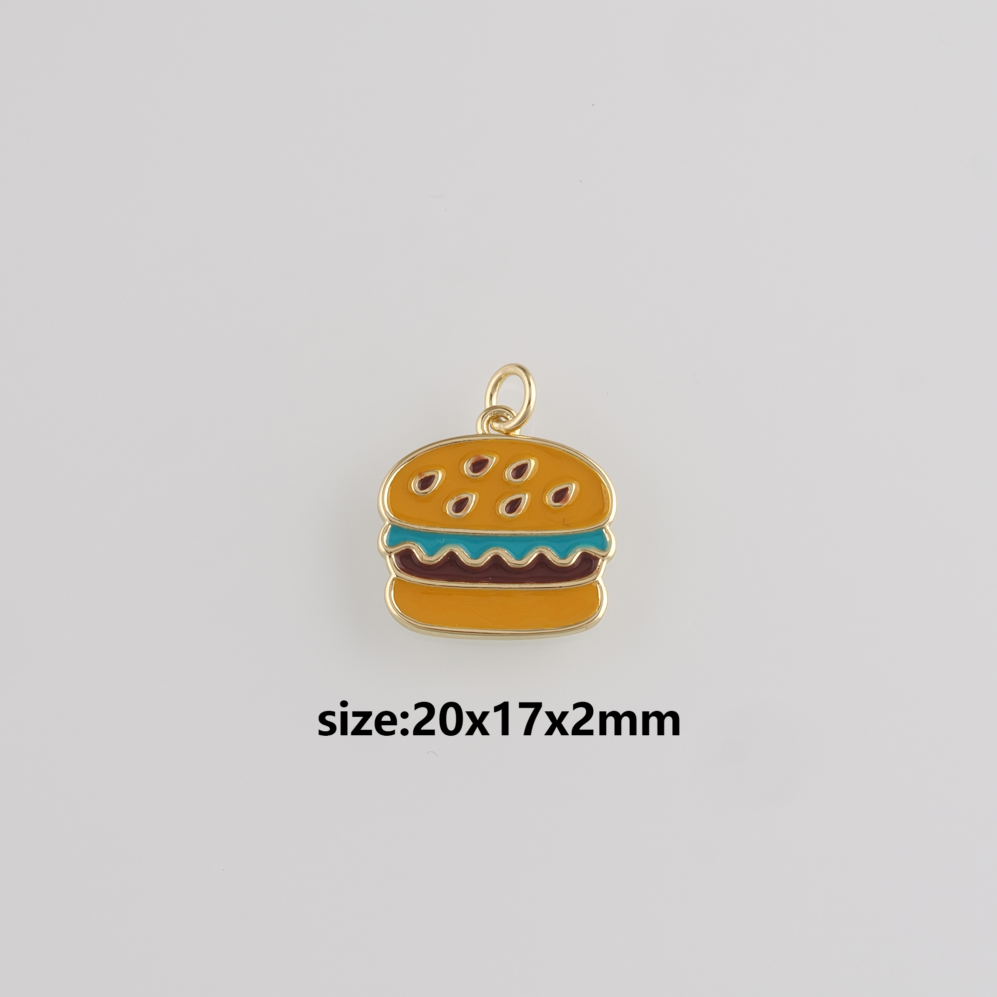 18K Gold Filled Hamburger Pendant,Enamel Hamburger Charm Earrings Necklace for DIY Jewelry Making Supply
