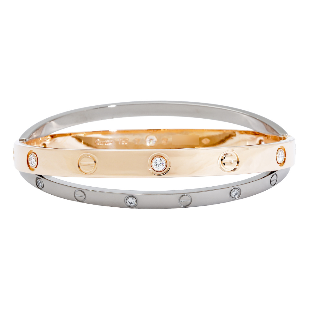 Cartier Love Bracelet 18K White Gold & 18K Rose Gold Diamond N6039100