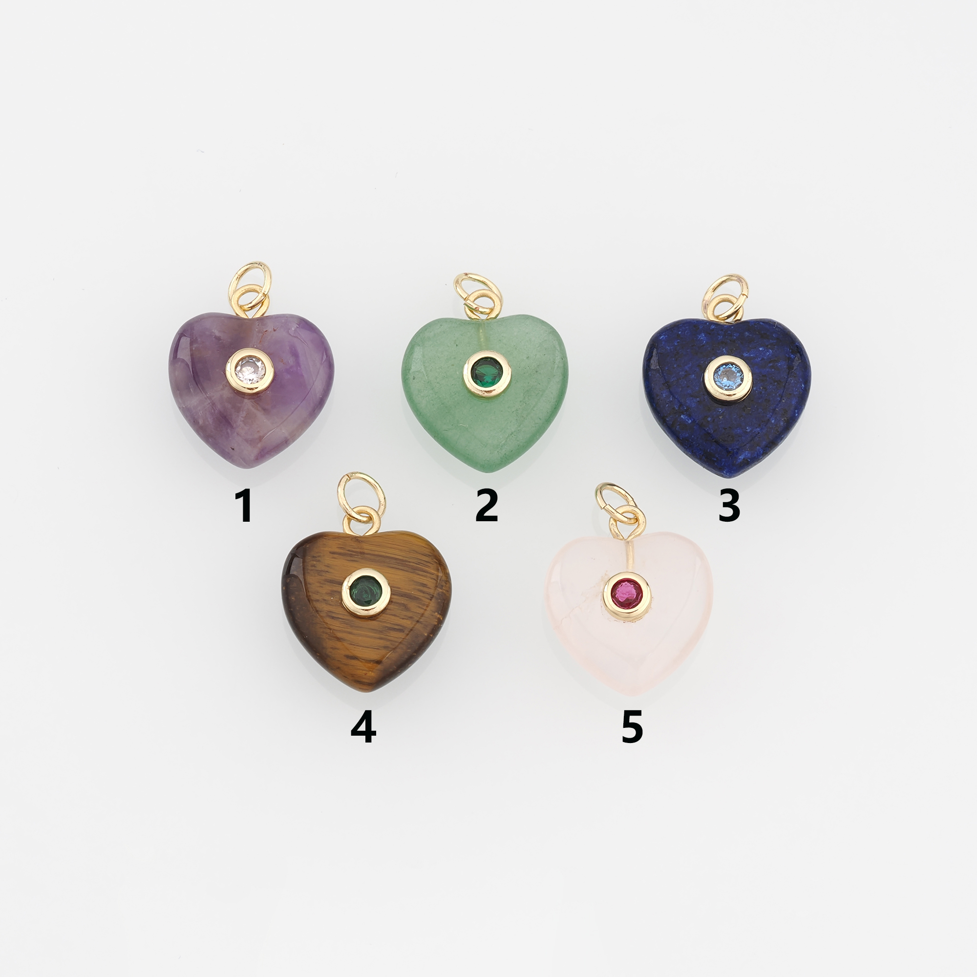 18K Gold Filled Heart Pendant,Natural Stone Earrings Necklace for DIY Jewelry Making Supply