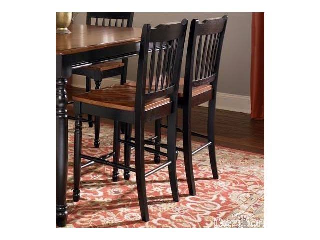 A-America British Isles Slatback Counter Chair, Oak-Black Finish
