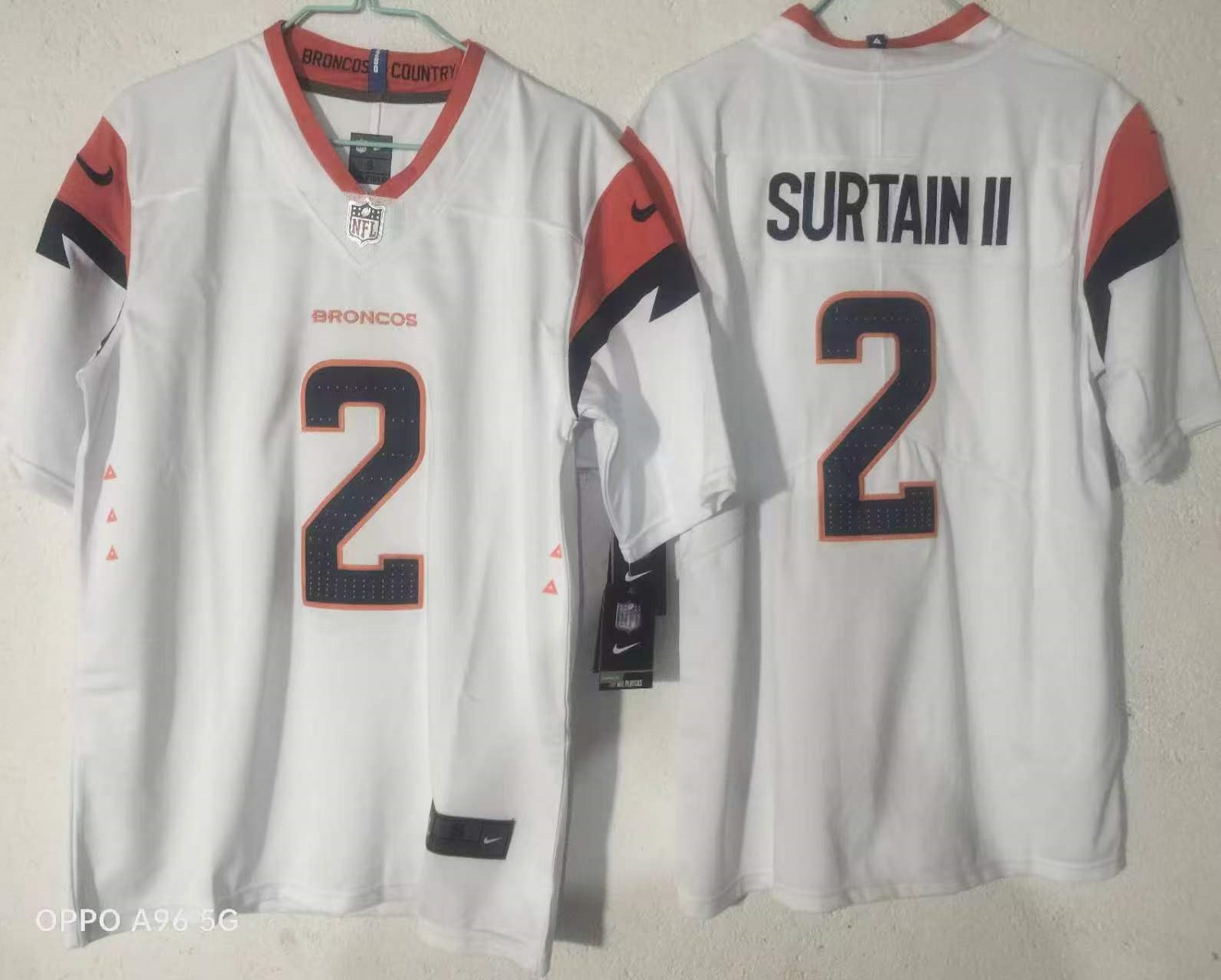Men's Denver Broncos Patrick Surtain II #2 White Team Game Jersey