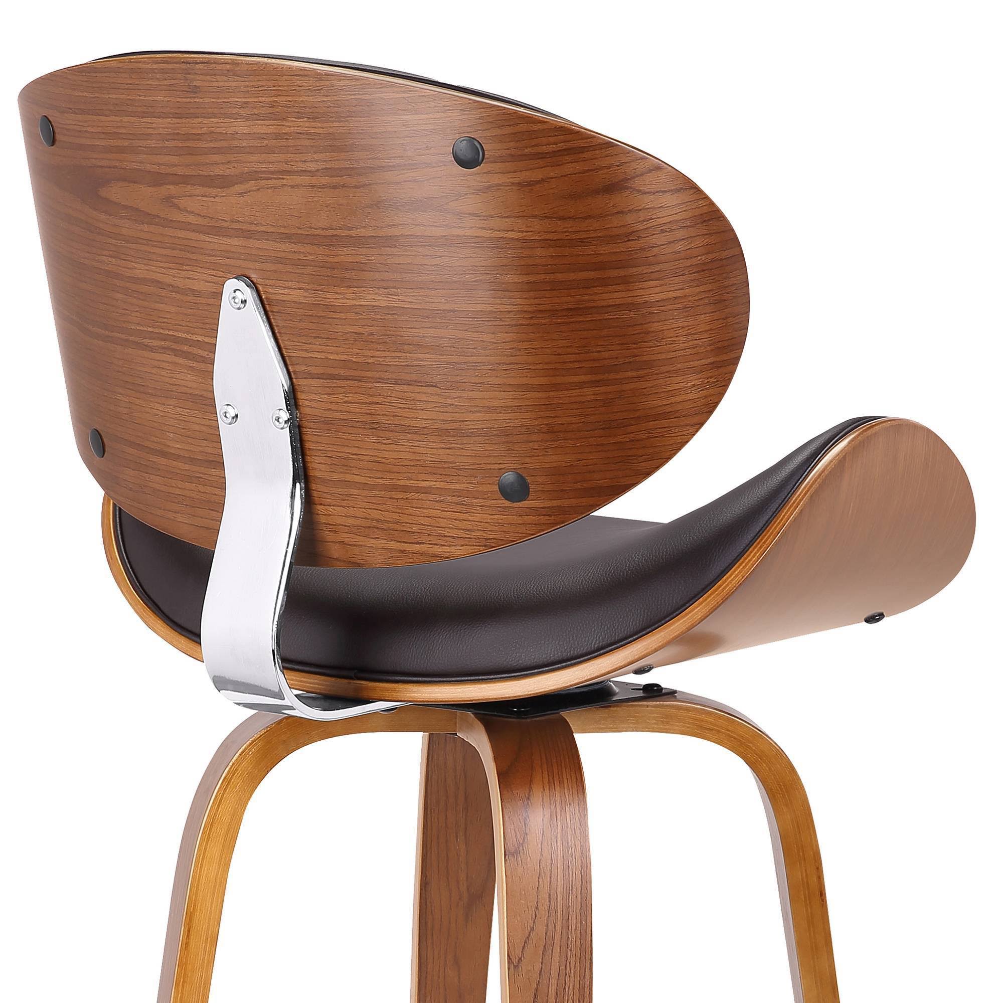 30x22 Caswell Mid-Century Swivel Height Barstool Brown - Armen Living