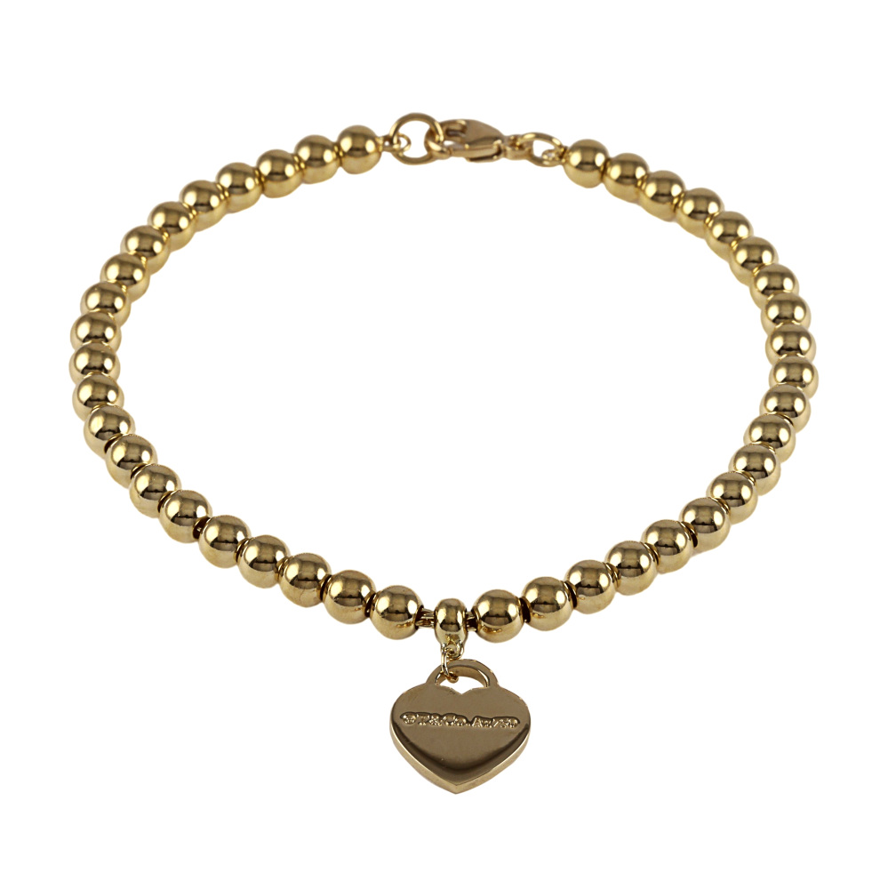 Tiffany & Co. Return to Tiffany Heart Tag Beads Bracelet 18K Yellow Gold