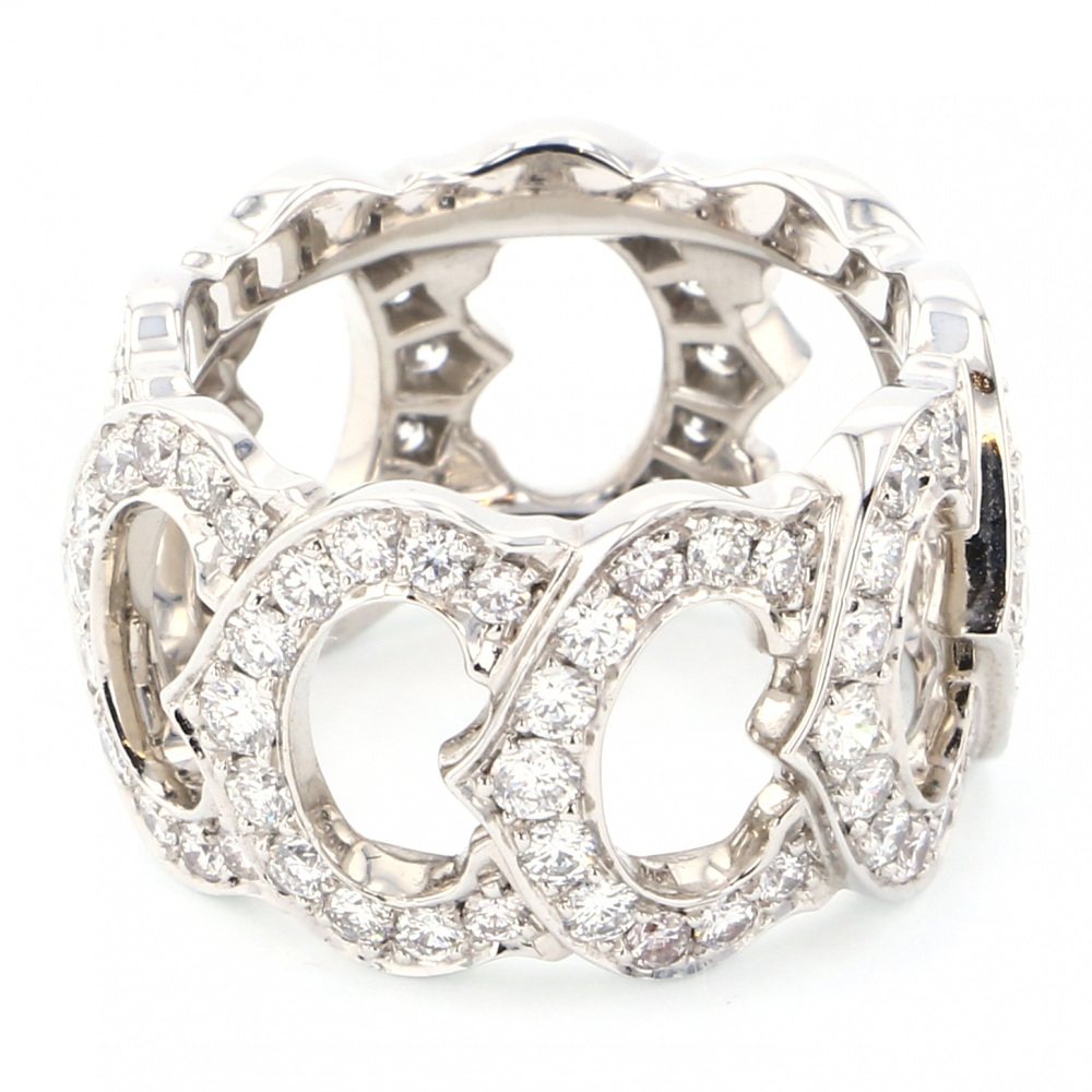 Cartier C Do Full Diamond Ring 18K White Gold