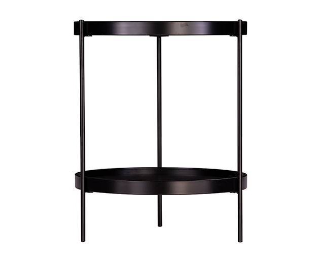 Vermicelli Round Farmhouse Style End Table Black Aiden Lane