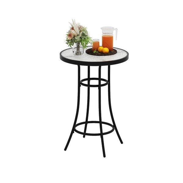 Patio Bistro Table WeatherResistant Black Metal Table Garden,Balcony