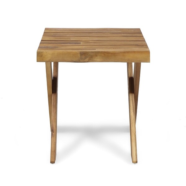 Sandblast Finished Acacia Wood Table Rusticstyle Table 18. 00 inches deep x 18. 00 inches wide x 18. 25 inches high