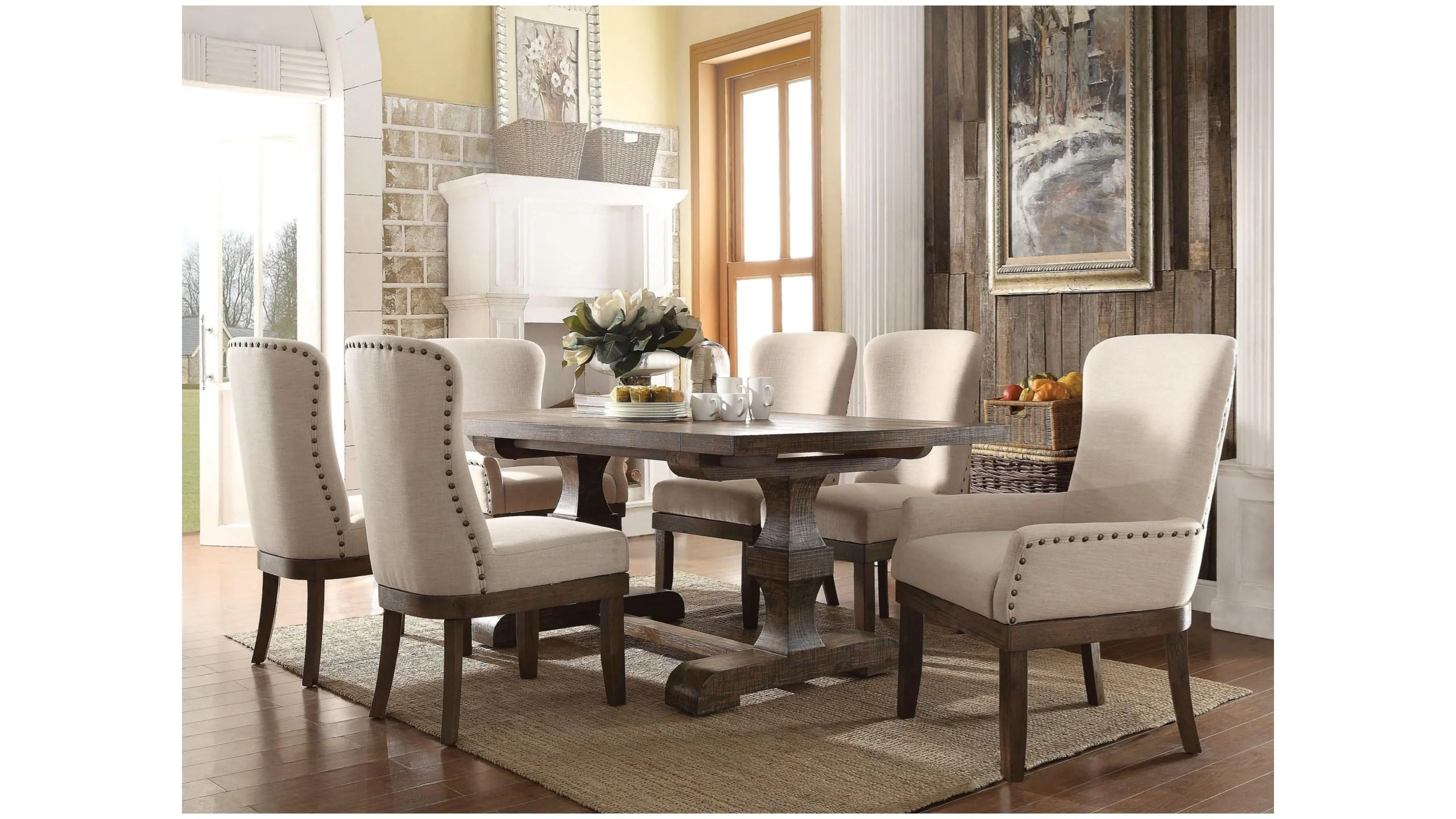 Traditional Salvage Brown Dining Room Set by Acme Landon 60737-7pcs