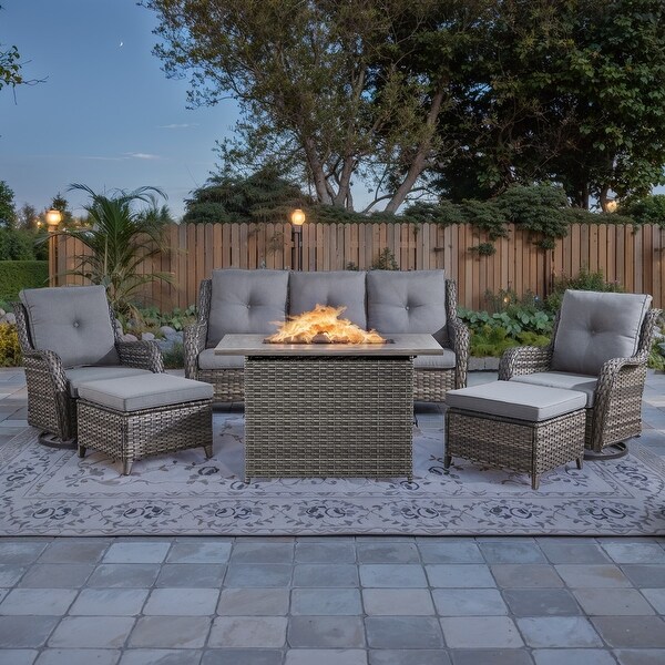 Outdoor Fire Pit Table with Patio Furniture Set
