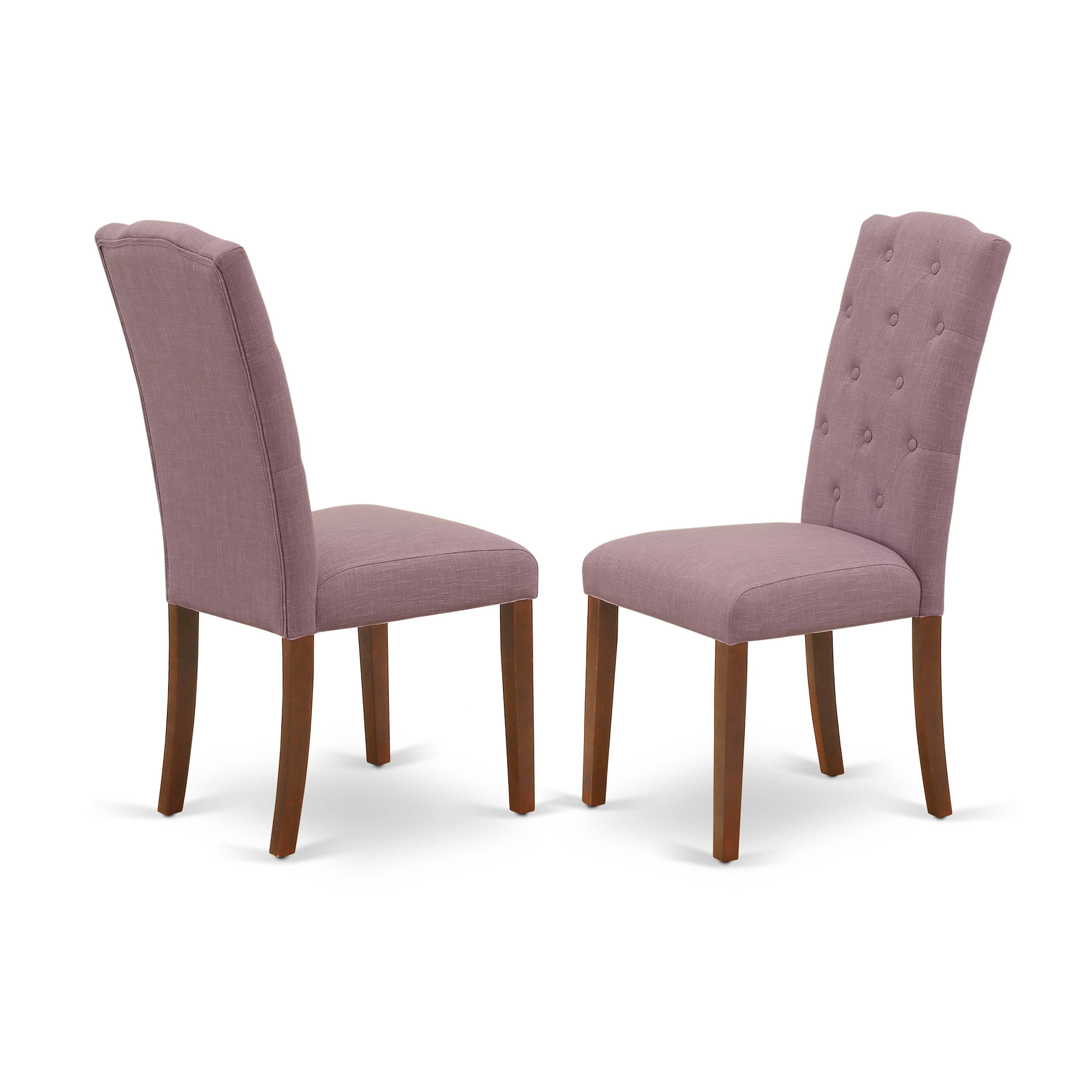 East West Furniture OXCE3-MAH-10 3PC Dinette Set Includes A Square Kitchen Table and Two Parson Chairs with Dahlia Fabric, Mahog