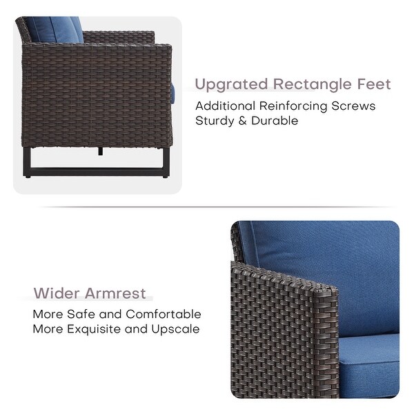 PE Wicker Sofa Rocking Chair Ottoman Set of 9