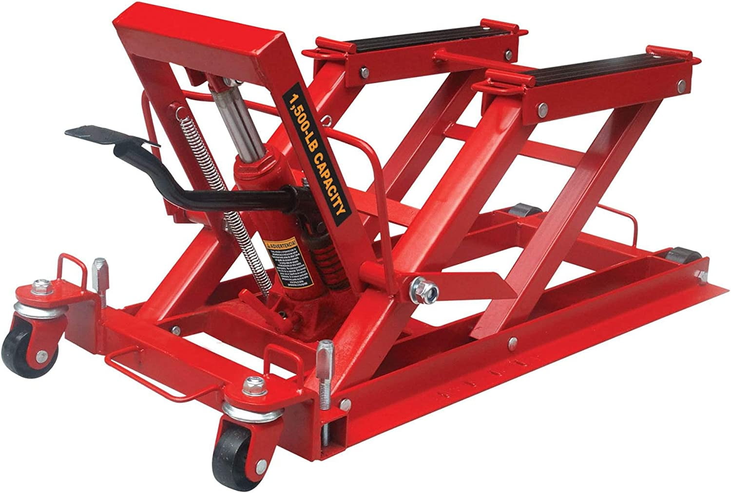 Big Red Hydraulic Powersports Lift Jack (Motorcycle, ATV, UTV, Snowmobile): 3/4 Ton (1,500 lb) Capacity,Red,W6407