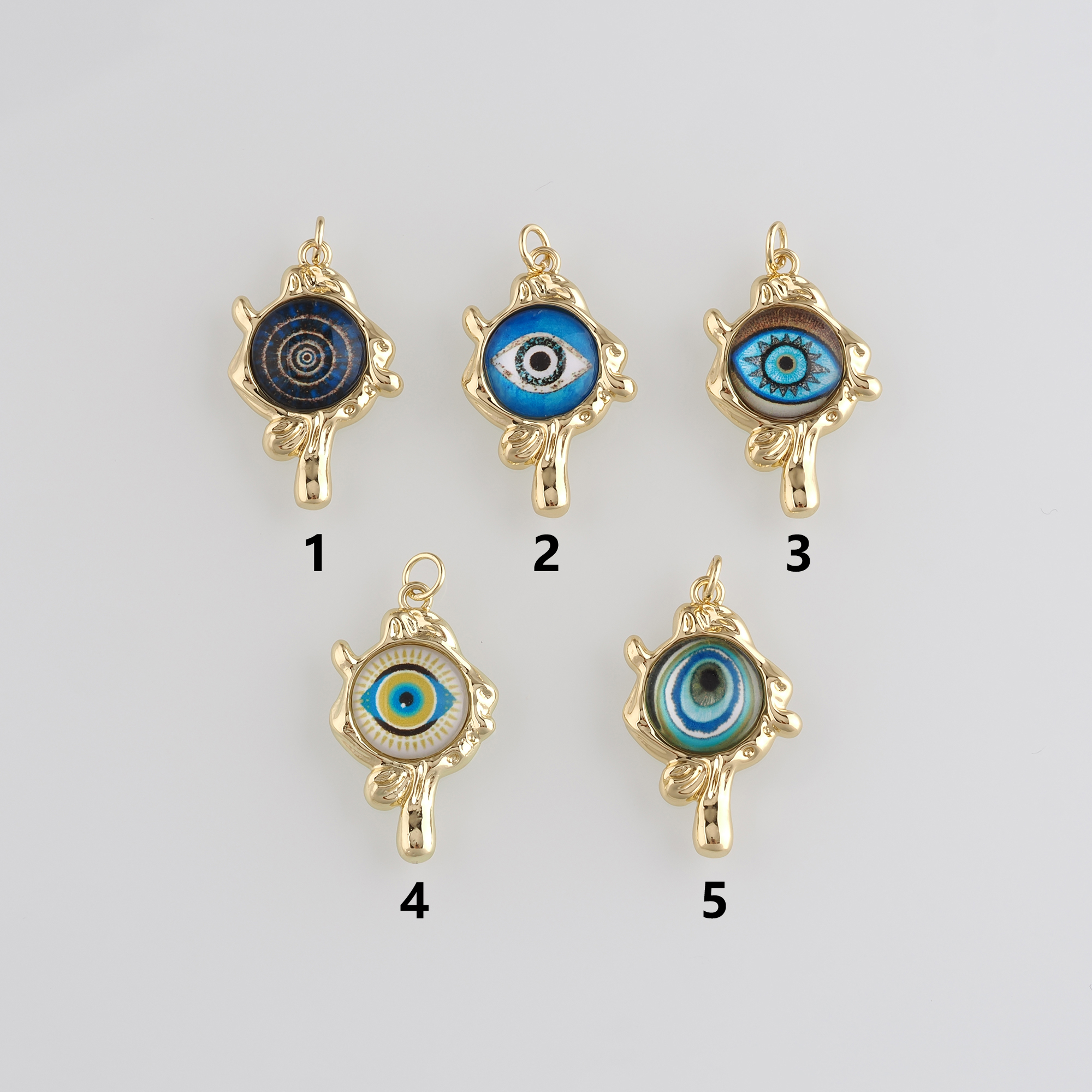 18K Gold Filled Evil Eye Pendant,Enamel Evil Eye Charm Earrings Necklace for DIY Jewelry Making Supply