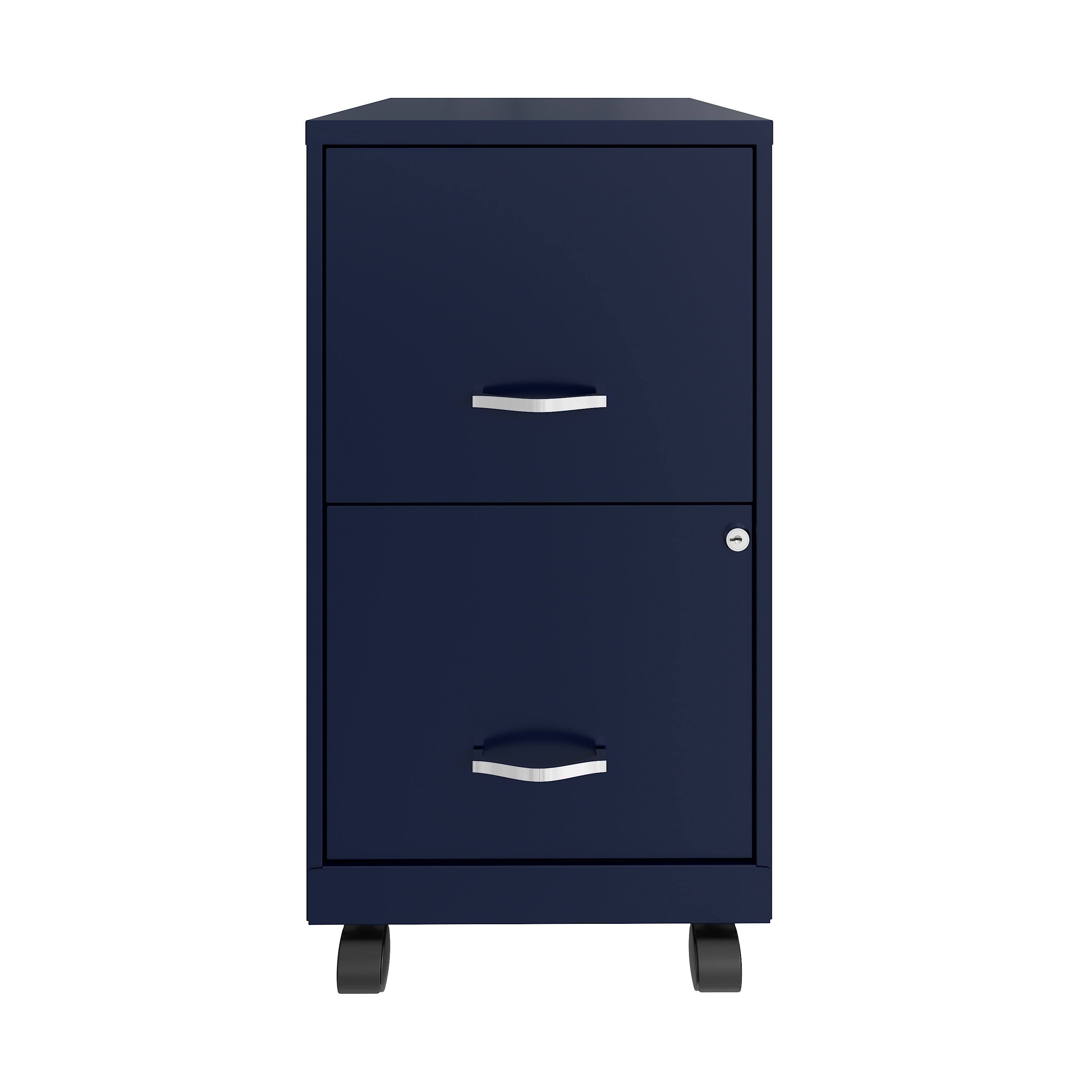 Space Solutions 18in 2 Drawer Metal Mobile Smart Vertical File Cabinet Navy
