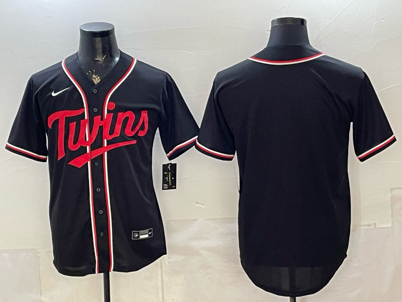 Men's Minnesota Twins Fashion Replica Black Out Jersey