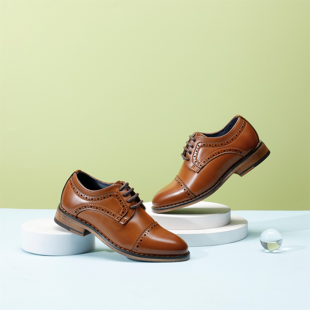 Boys' Non-Slip Cap-Toe Dress Shoes