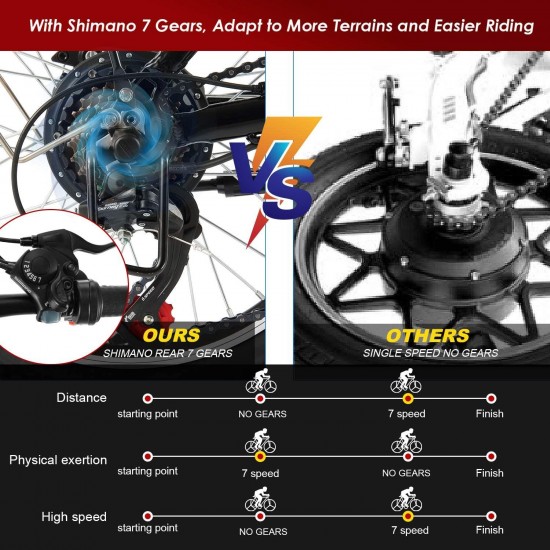 Folding Ebike AE4, 20” Foldable Electric Bicycle with 36V 8Ah Removable Lithium-Ion Battery, Professional 7 Speed Gears