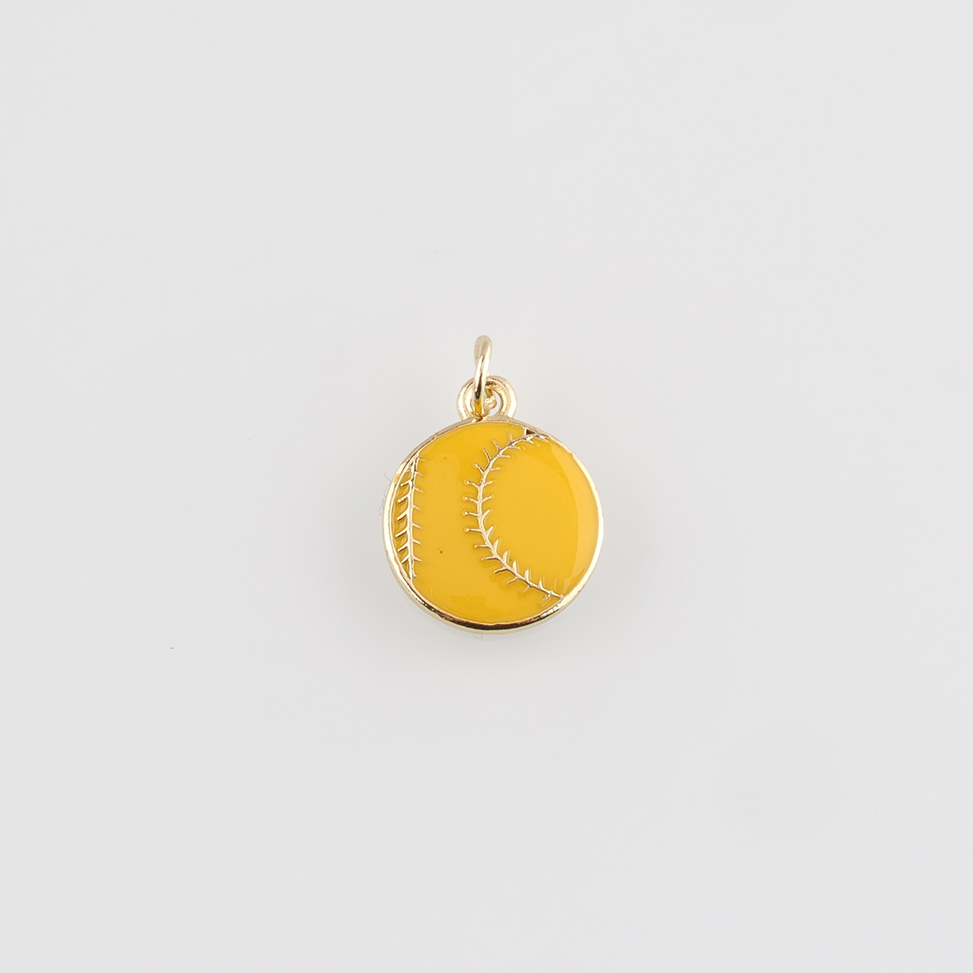 18K Gold Filled Softball Pendant,Baseball Charm,Enamel Softball Earrings Necklace for DIY Jewelry Making Supply
