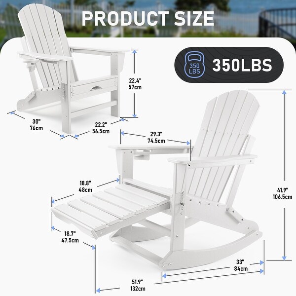 Vrakae Folding and Rocking Adirondack Chair with Ottoman