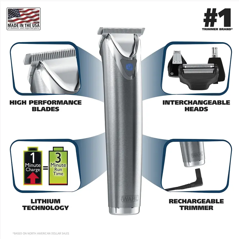 Wahl Lithium-Ion Beard Trimmer 2.0+ – Stainless Steel Precision Grooming Tool