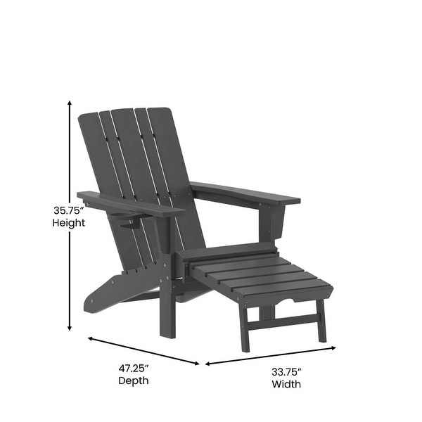 AllWeather Adirondack Chair with Pullout Ottoman and Cupholder