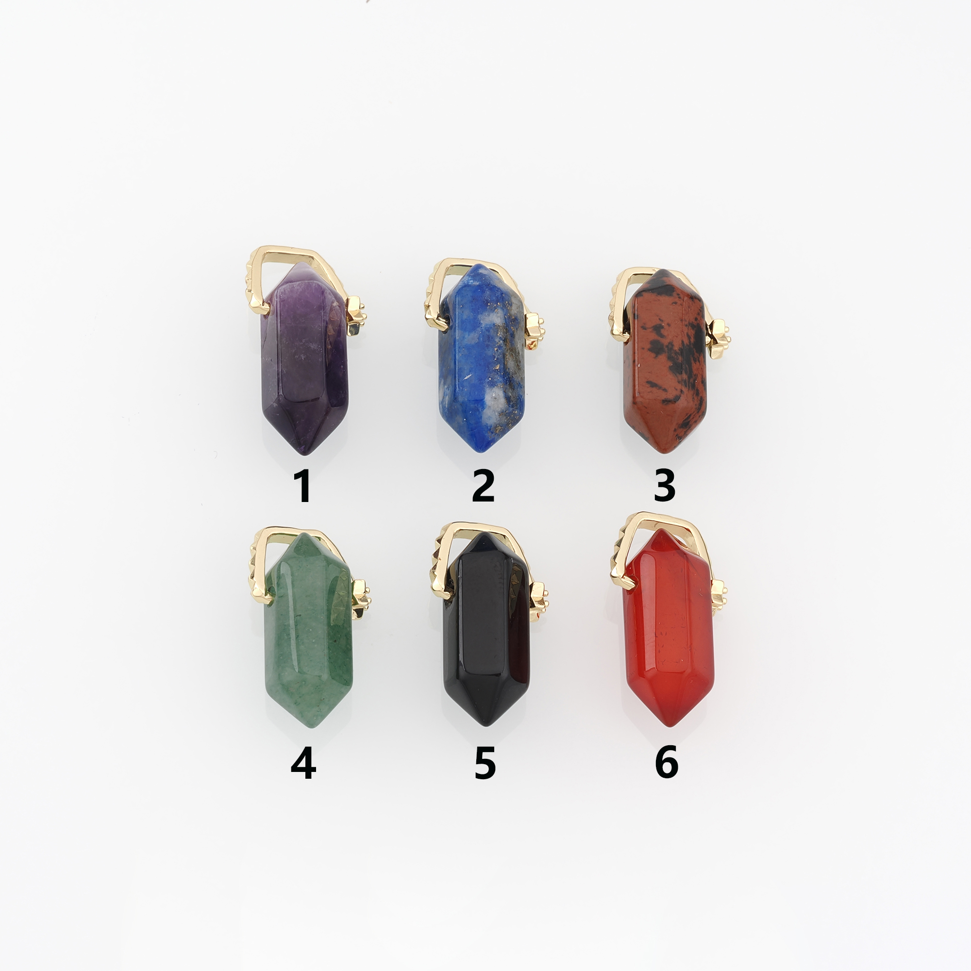 18K Gold Filled Hexagon Pendant,Natural Stone Earrings Necklace for DIY Jewelry Making Supply