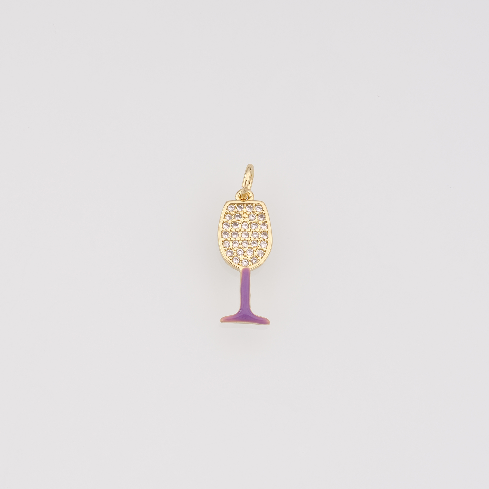 18K Gold Filled Wine Glass Pendant,CZ Micro Pave Wine Glass Charm Earrings Necklace for DIY Jewelry Making Supply