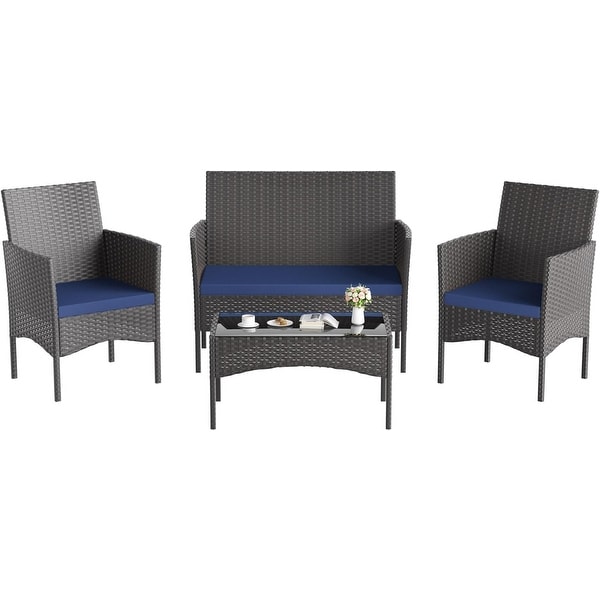 4Piece Conversation Furniture Set,Patio Dining Table and Chair Set