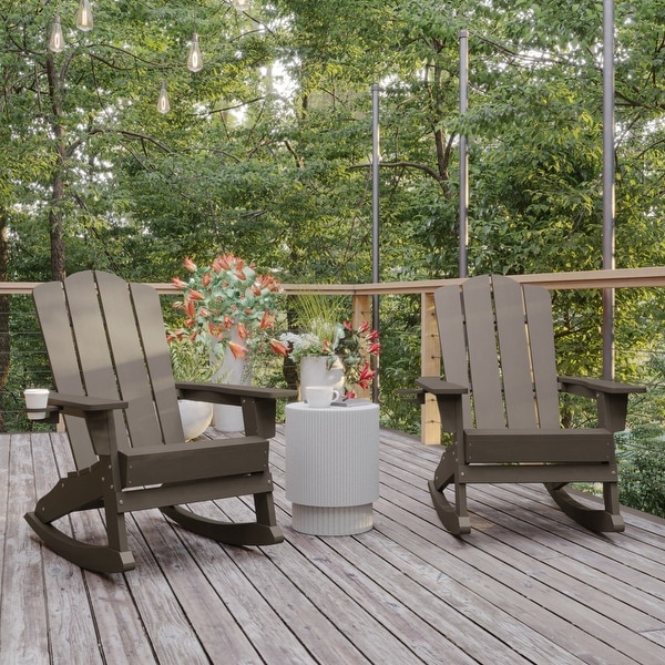 Commercial AllWeather Rocking Adirondack Chair with Swiveling Cupholder