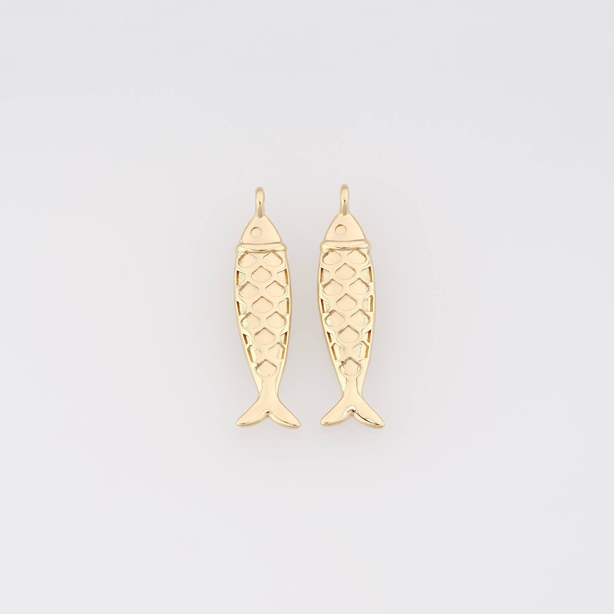 18K Gold Filled Fish Pendant,Ocean Fish Charm Earrings Necklace for DIY Jewelry Making Supply