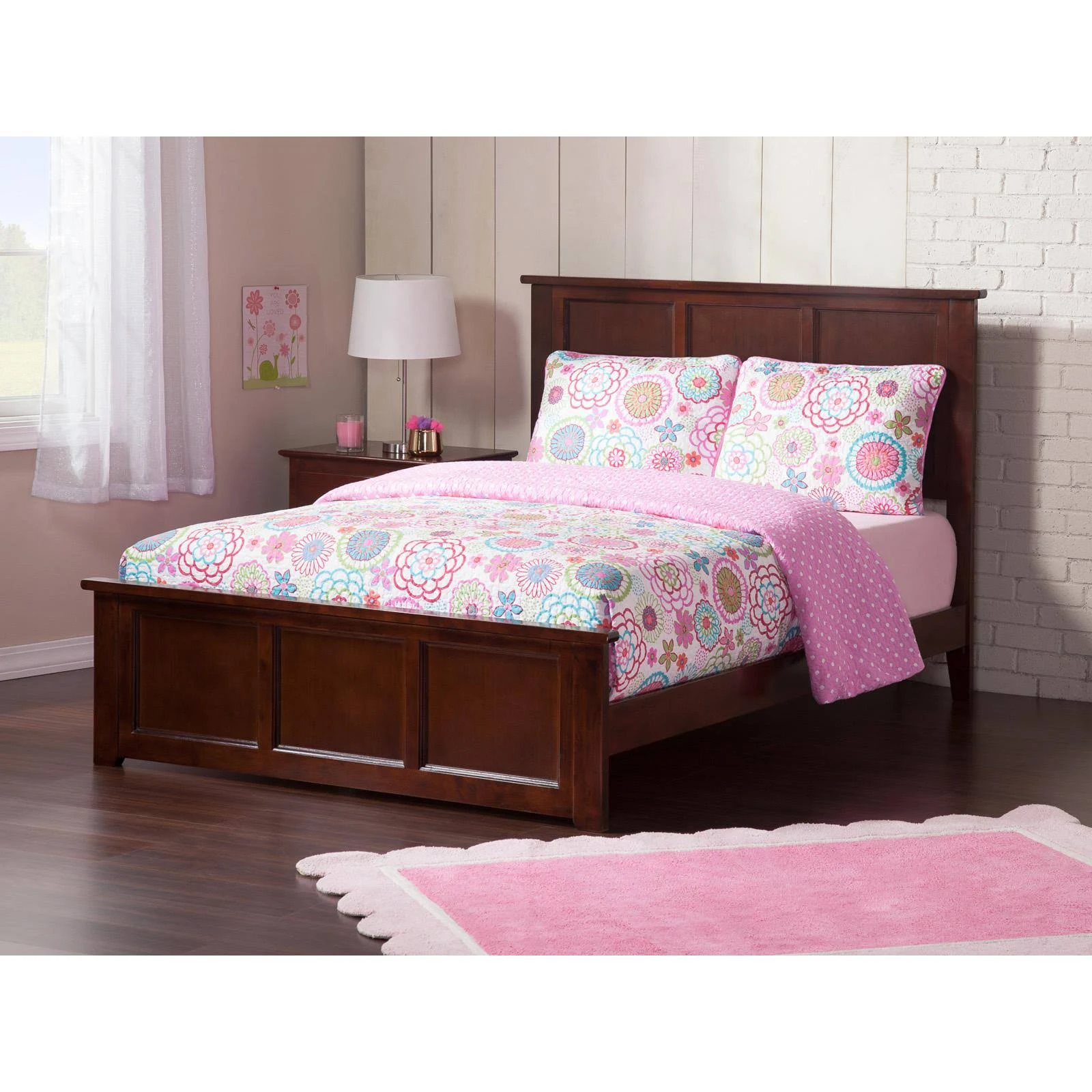 Atlantic Furniture Madison Full Bed with Matching Foot Board in Walnut