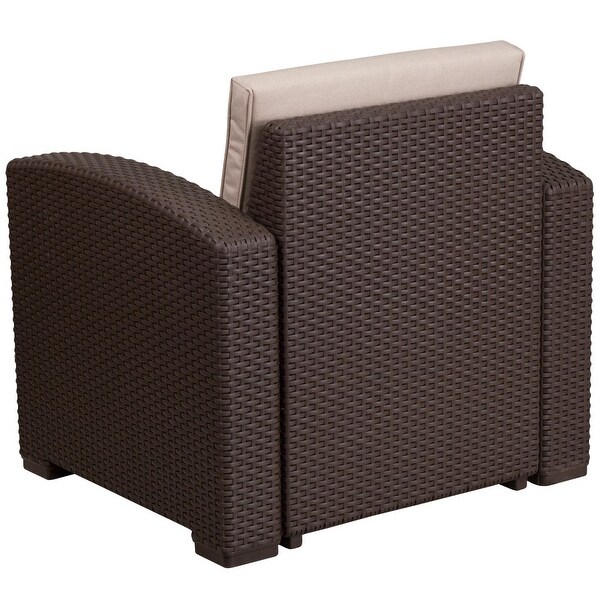 Faux Rattan Chair with AllWeather Cushion