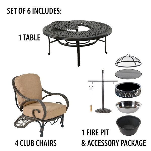 Grand Bonaire Weave Backyard Casual Conversation Fire Pit Chat Table Set