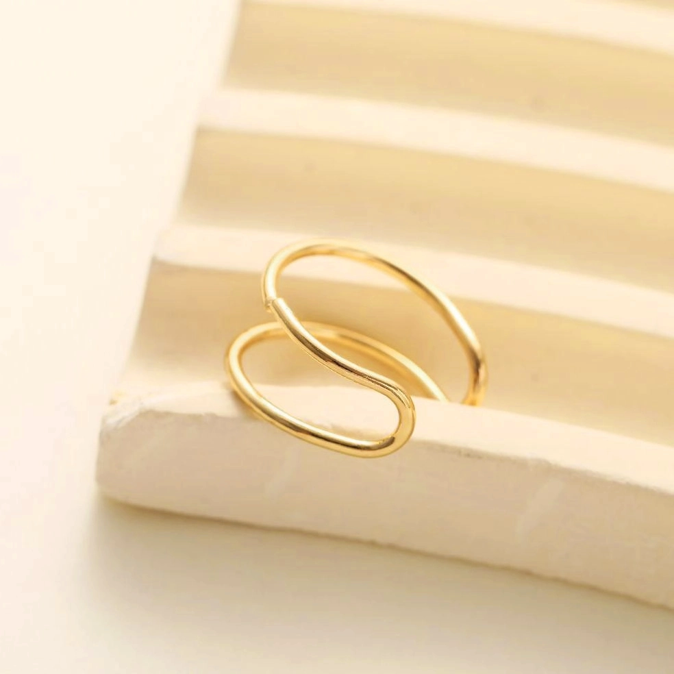 Minimalist Double-Layer Gold Clip-On Earrings for Women
