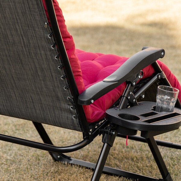 Outsunny Padded Zero Gravity Chairs,Folding Recliner Chair,Patio Lounger with Cup Holder,Adjustable Backrest