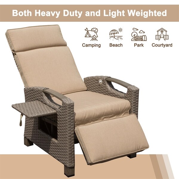 Patio Adjustable Recliner Chair with HandWoven Wicker