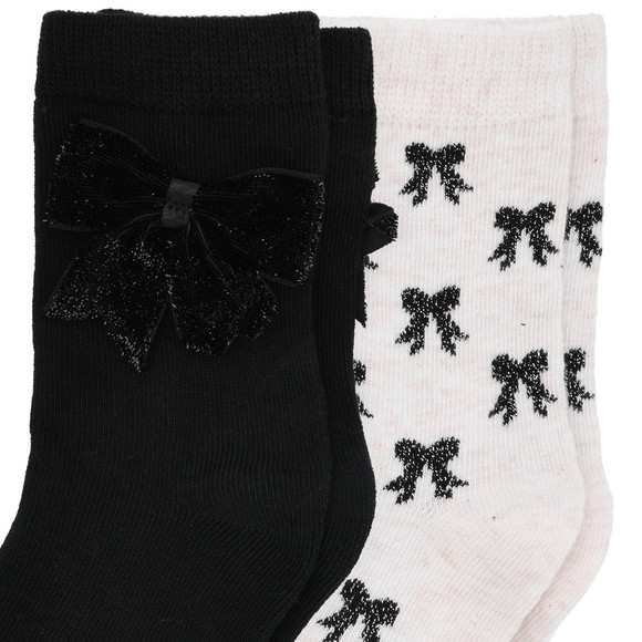 Topolino 2 Paar Mädchen Socken mit Glitzerschleifen