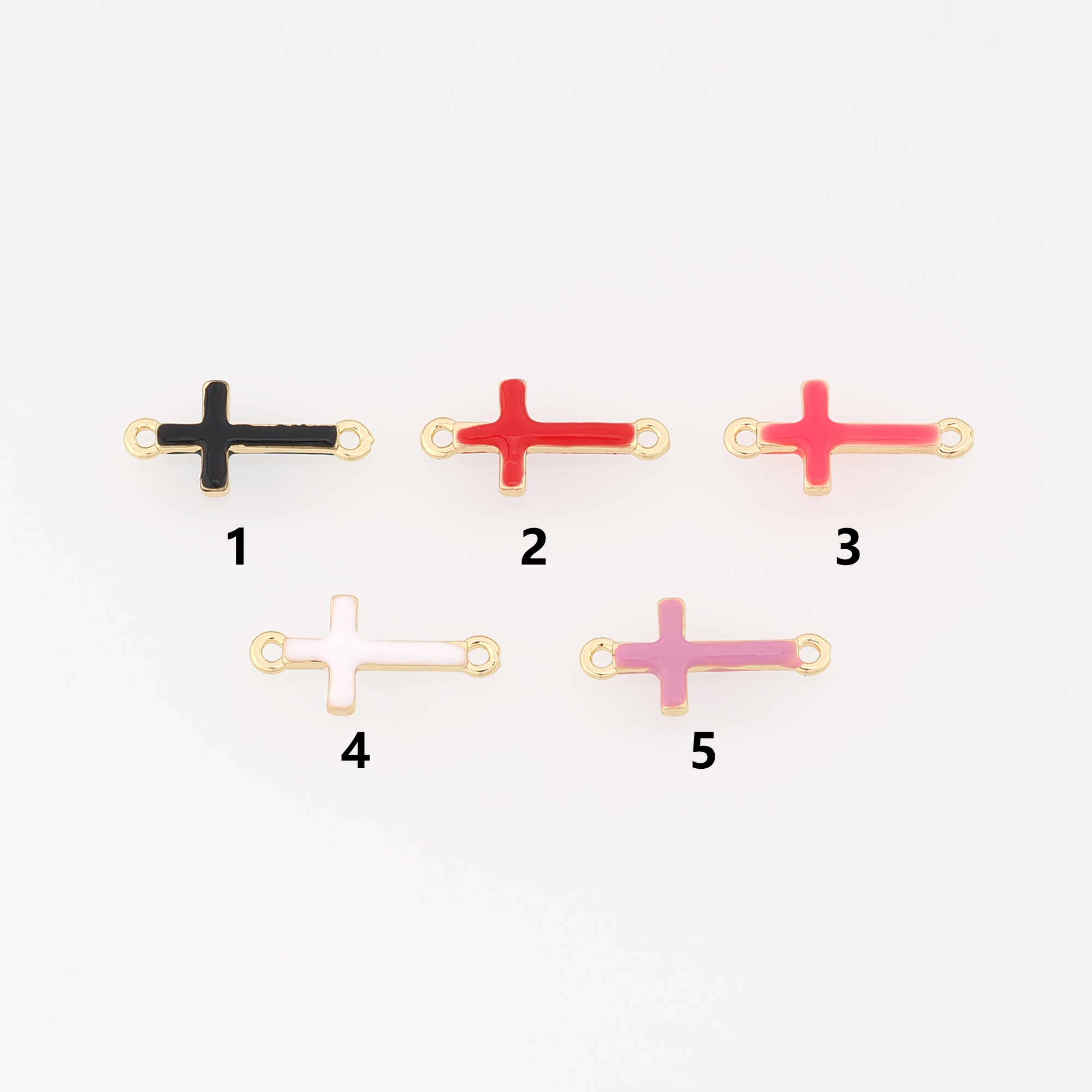 18K Gold Filled Cross Connector,Enamel Religious Charm Necklace Bracelet for DIY Jewelry Making Supply