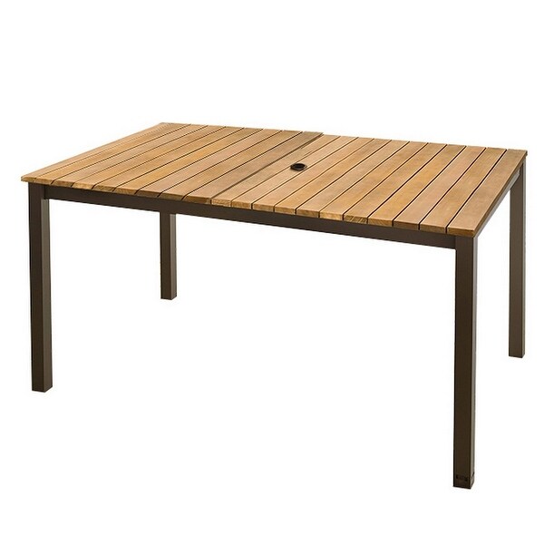 Ankia 59 Inch Outdoor Patio Dining Table,Slatted Top,Aluminium Brown