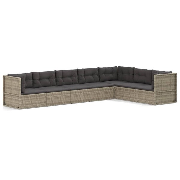 vidaXL 5 Piece Patio Lounge Set with Cushions Gray Poly Rattan