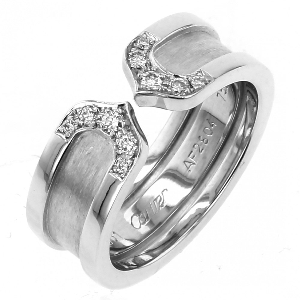 Cartier 2C C Duling #49 Ring 18K White Gold Diamond