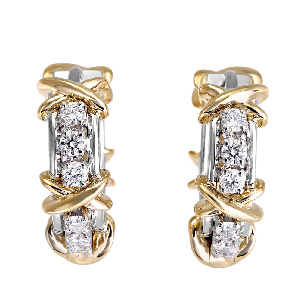 Tiffany & Co. Sixteen Stone Earrings Platinum & 18K Yellow Gold 74038034