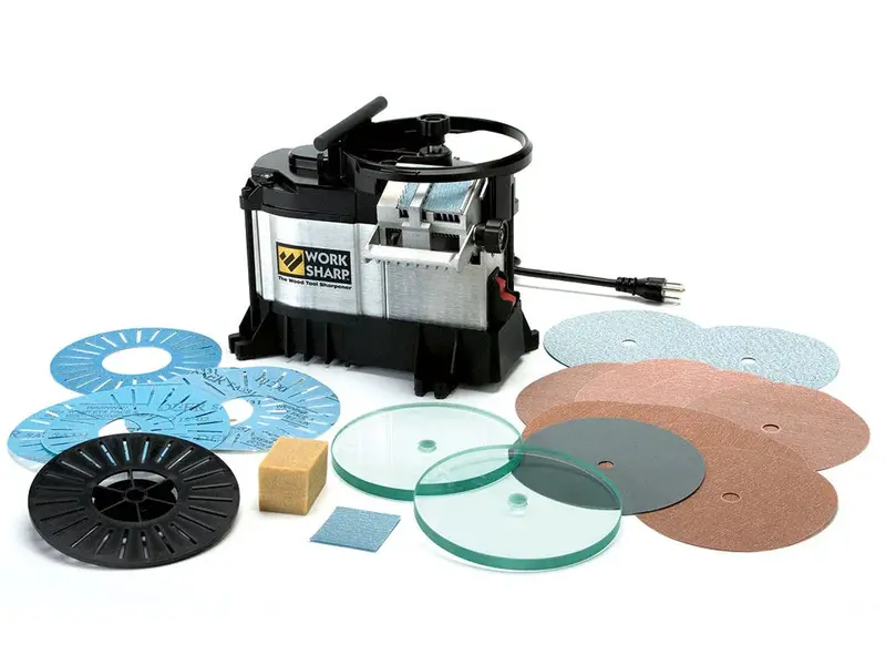 WS3000 Precision Woodworking Tool Sharpener – Bench-Mounted Grinder for Chisels, Planer Blades, and Router Bits