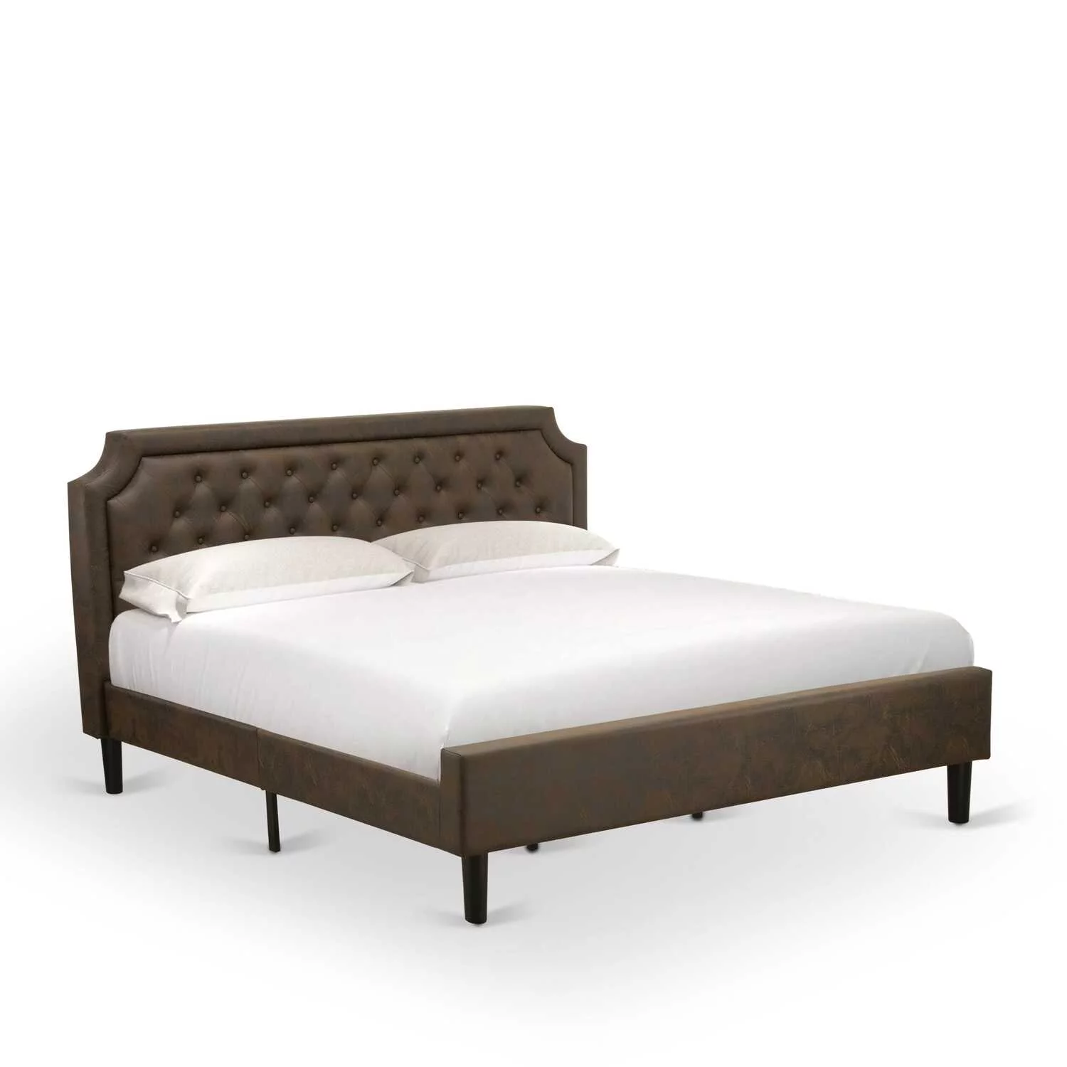 East West Furniture Granbury 2-Piece Wood King Bedroom Set in Brown & Black