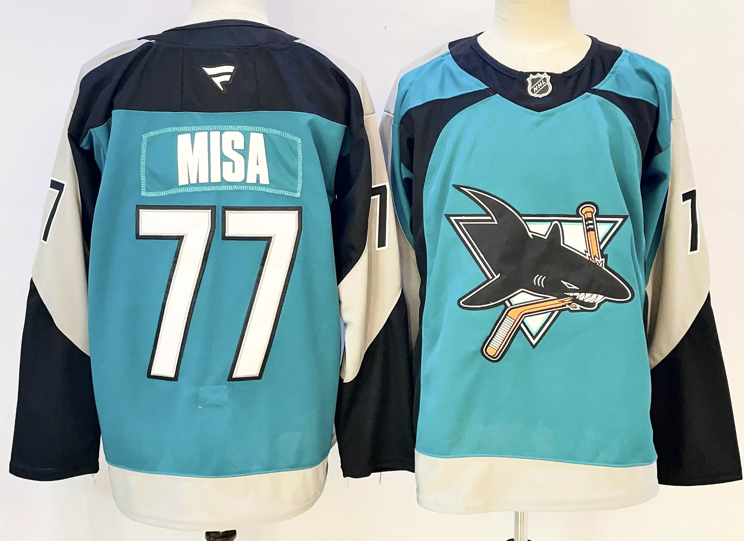 Men's San Jose Sharks Michael Misa #77 Fanatics Teal Breakaway Player Jersey