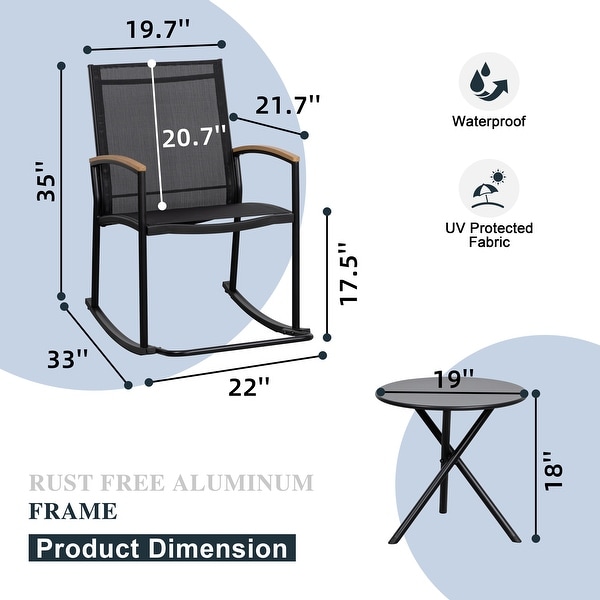 Futzca 3Piece Patio Bistro Sets,Two Chairs with Coffee Table