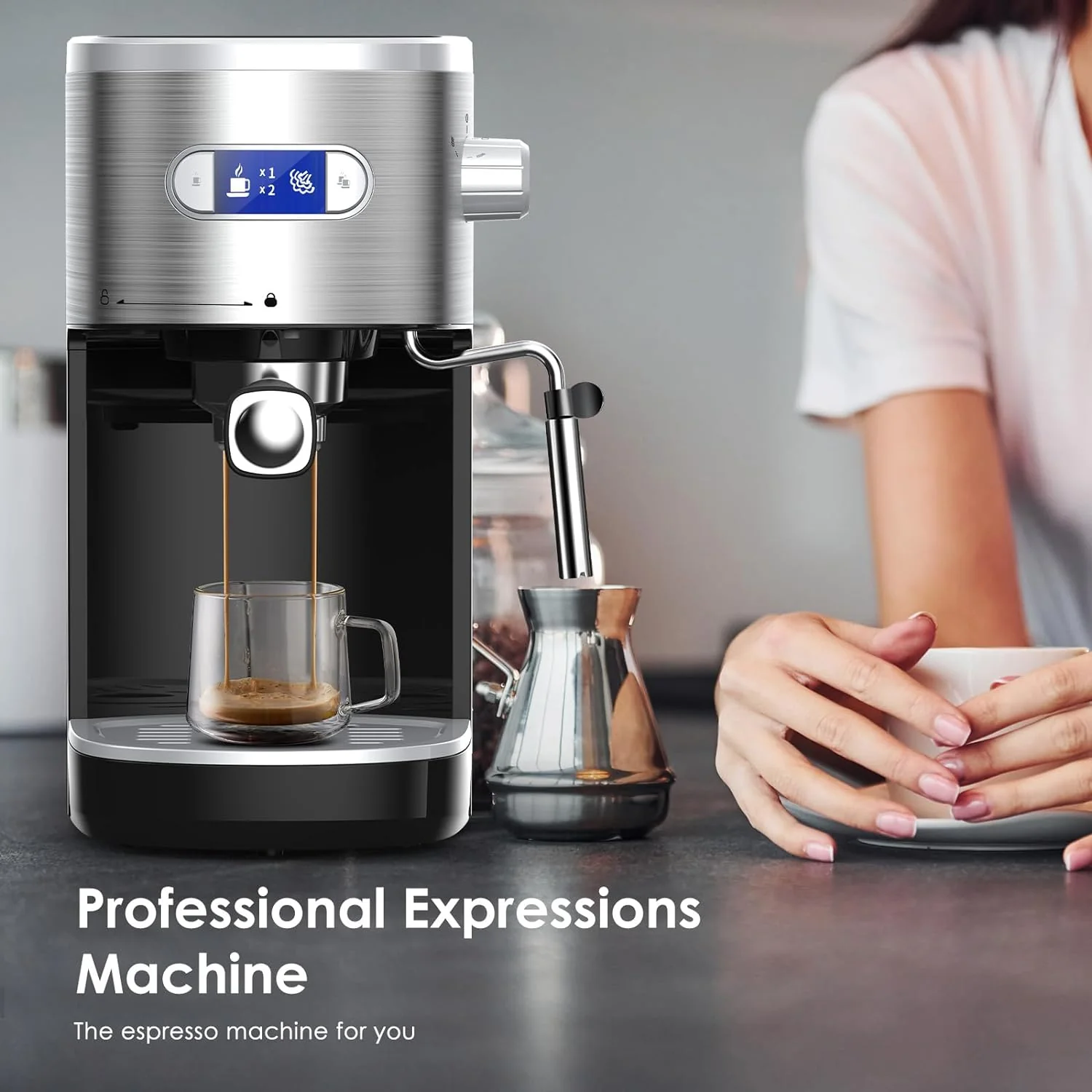 2 in 1 Espresso Machines Support Capsule Coffee Automatic Cappuccino Coffee Maker CM8054