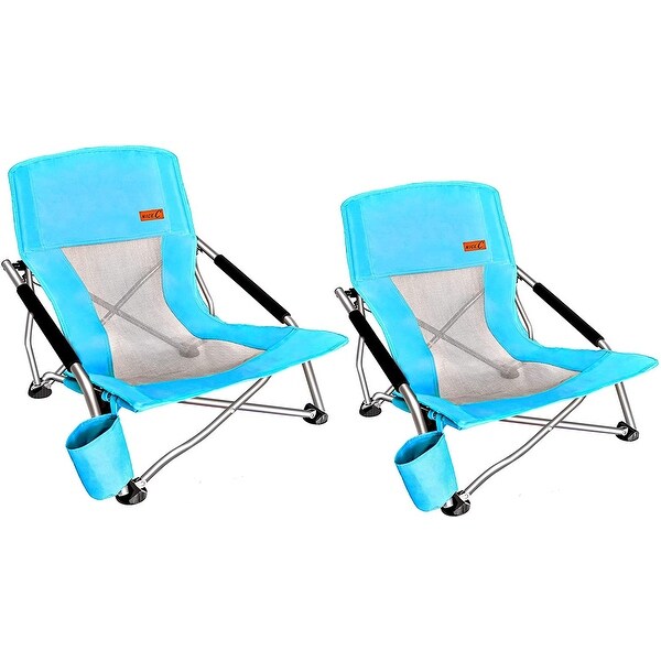 Low Beach Camping Folding Chair,Ultralight Backpacking Chair with Cup Holder and Carry Bag Compact and Heavy Duty Outdoor,Camping
